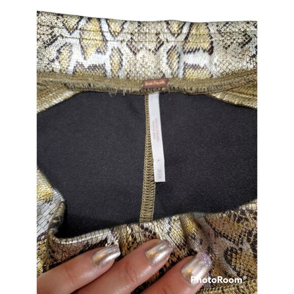 Free People | Rio Gold Python Snakeskin Pull-On Leggings-OB987169 | Size Medium - Picture 2 of 4